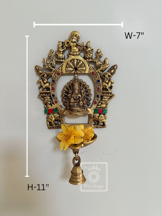 Hanging Sukhasana Laxmi with Prabhavali and Diya - The Golden Heritage #