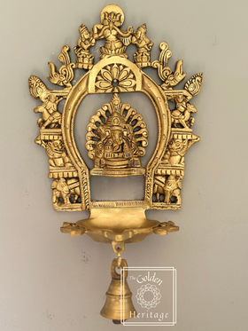 Sukhasana Ganapati with Prabhavali frame Diya