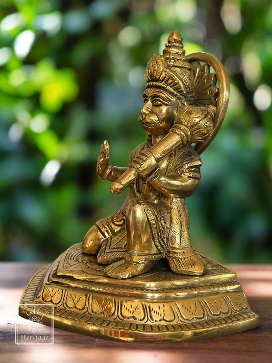 Brass Hanuman statue, Bajrangbali murti, Maruthi idol - The Golden Heritage #