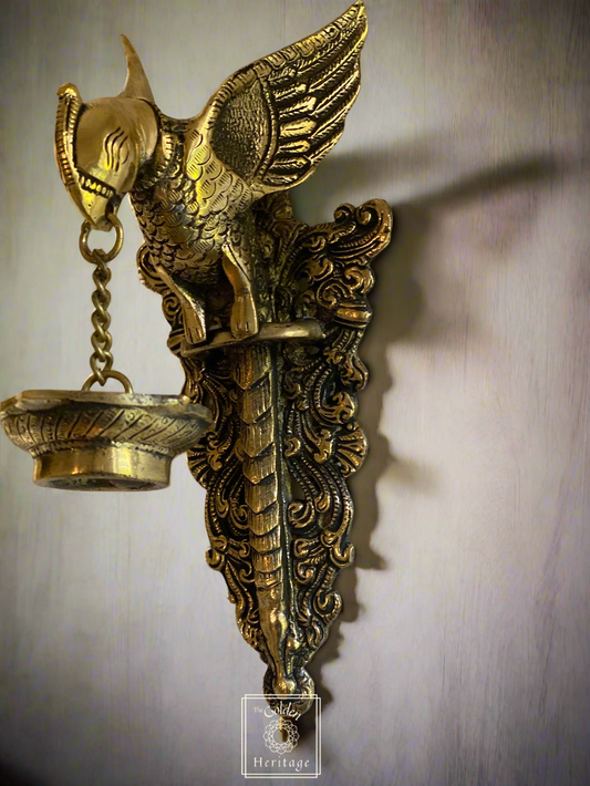Parrot Wall Hanging lamp, Brass Oil Diya - The Golden Heritage #