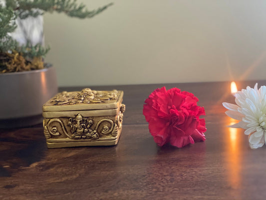 Brass Jewelry Box, Haldi-Kumkum Box, Udi Box, Sandal box - The Golden Heritage #