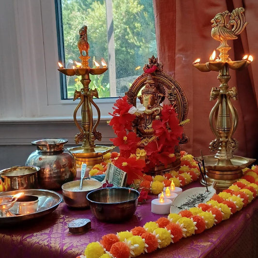 Set of 2 Brass Shankha and Chakra Diya set - The Golden Heritage #