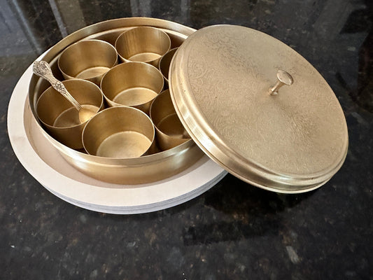 Traditional Indian brass Spice box, Dibba - The Golden Heritage #