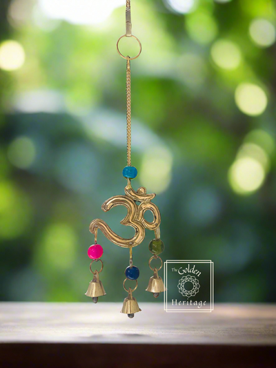 Set of 2 Hanging Bells with auspicious OM symbol - The Golden Heritage #