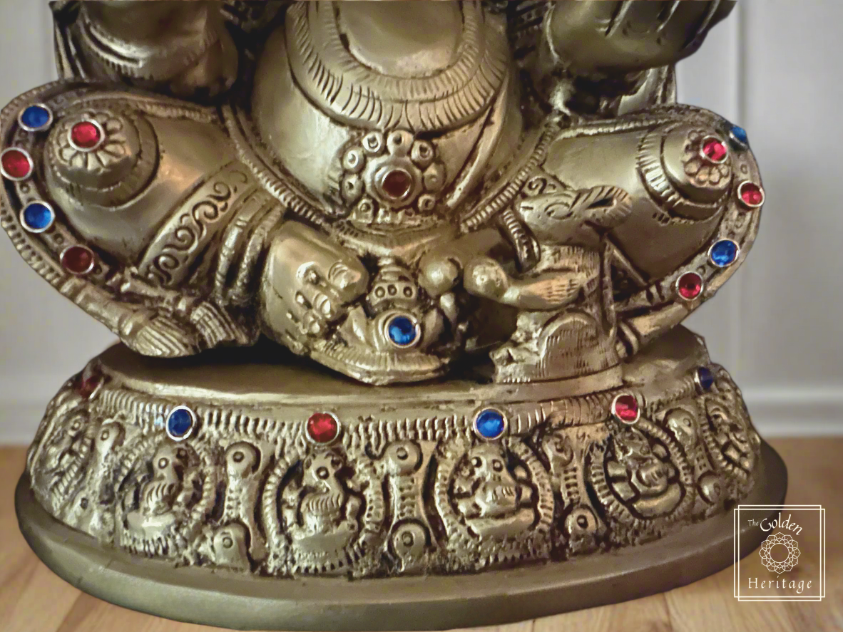 Ashta-Vinayak carved Ganesha idol 9" - The Golden Heritage #