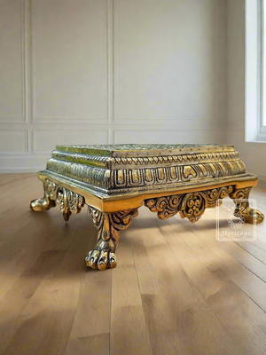 Large Square - Brass Pooja Chowki for Home Temple - The Golden Heritage #
