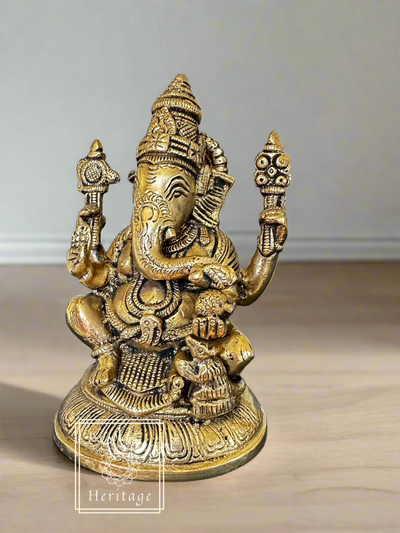 Traditional Brass Ganesha Statue - The Golden Heritage #