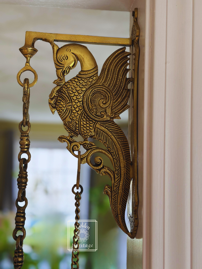 Peacock Brass Hook hanging lamp or bell, Hanger, Bracket - The Golden Heritage #