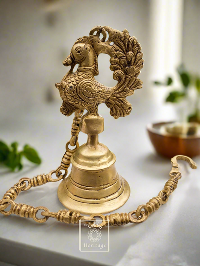 Solid Brass peacock Bell with Chain - The Golden Heritage #