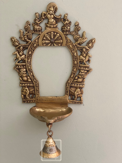 Wick wall hanging Lamp with Prabhavali - The Golden Heritage #