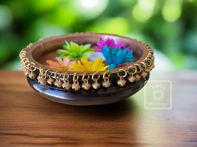 Brass  brown Patina Ghungroo Urli 10" - The Golden Heritage #