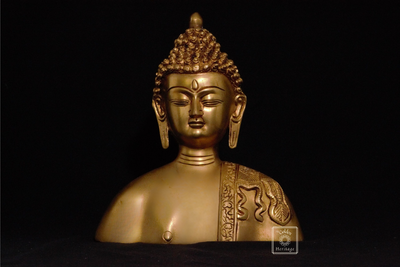 Brass Buddha Sculpture, Buddha Face idol 10” - The Golden Heritage #