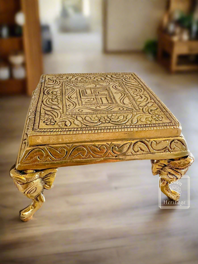 Elephant pillar Pooja Chowki , Square shape Chowki - The Golden Heritage #
