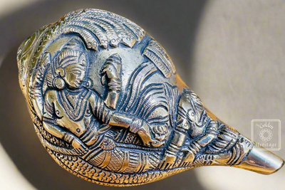 Sheshnag Lord Vishnu Conch, Shankha 8" - The Golden Heritage #