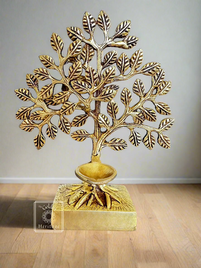 Brass Bodhi Tree with Diya - The Golden Heritage #