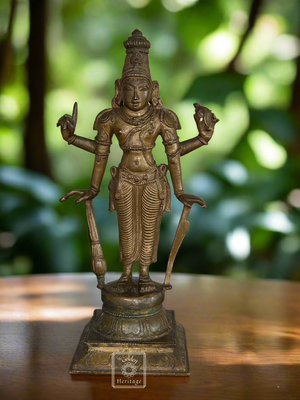 Bronze Vishnu idol - Lost wax method 9" - The Golden Heritage #