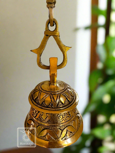 Solid Brass hanging Bell with Chain 21" - The Golden Heritage #