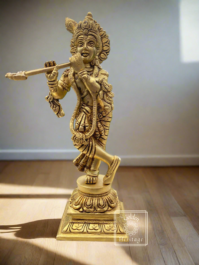Lord Krishna, Brass Krishna idol, Murli Krishna statue - The Golden Heritage #