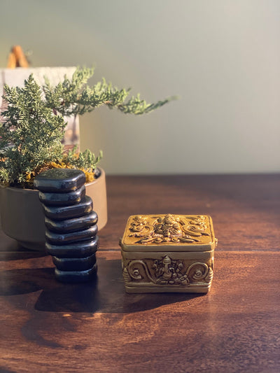 Brass Jewelry Box, Haldi-Kumkum Box, Udi Box, Sandal box - The Golden Heritage #