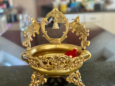 Peacock Design Urli with Bell - The Golden Heritage #