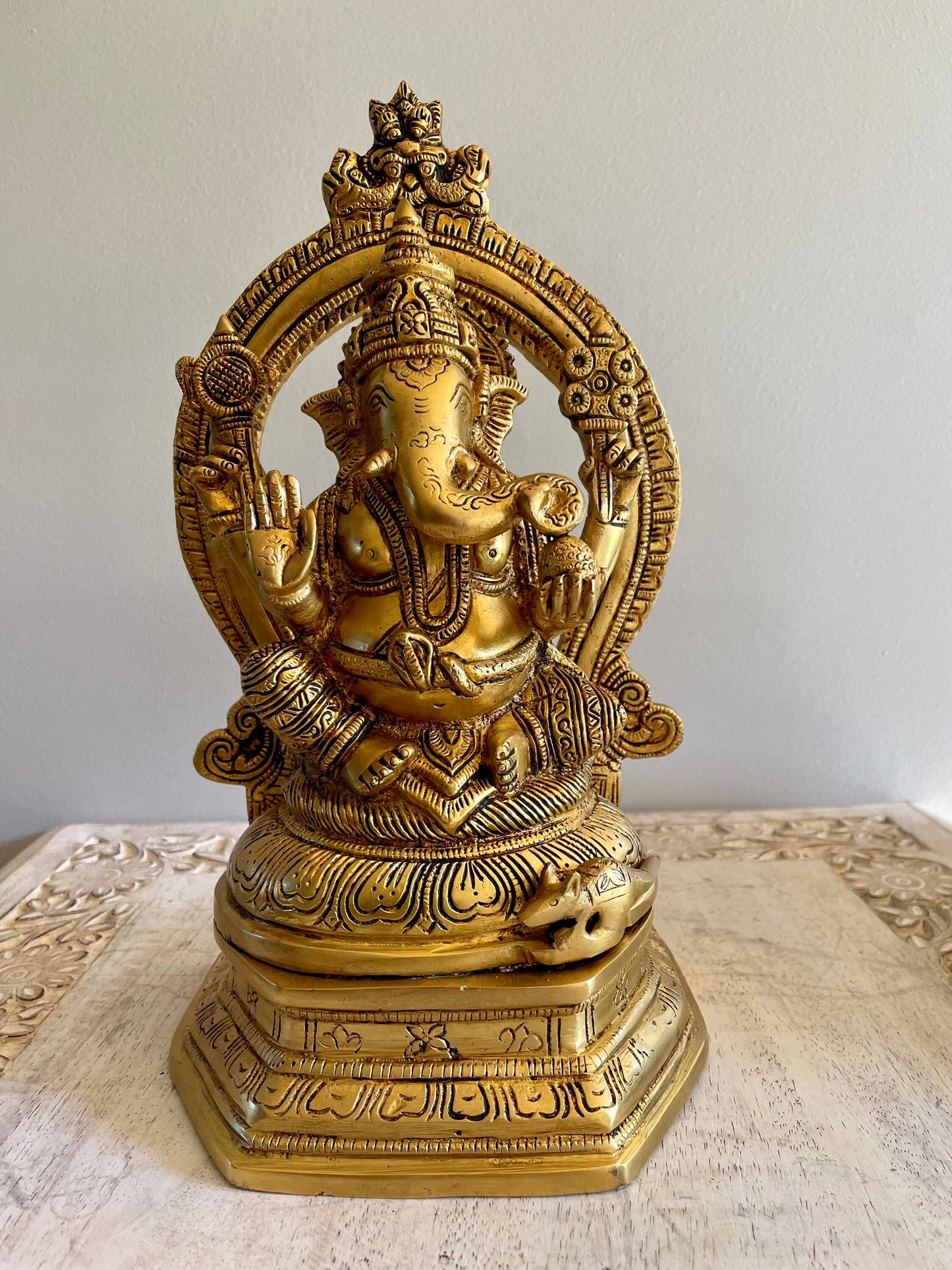 Auspicious Brass Ganapathi with Prabhavali - The Golden Heritage #