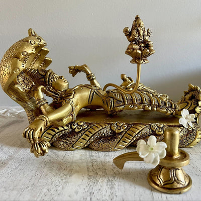 Brass idol Anantha Padmanabhaswamy, Lord Vishnu - The Golden Heritage #