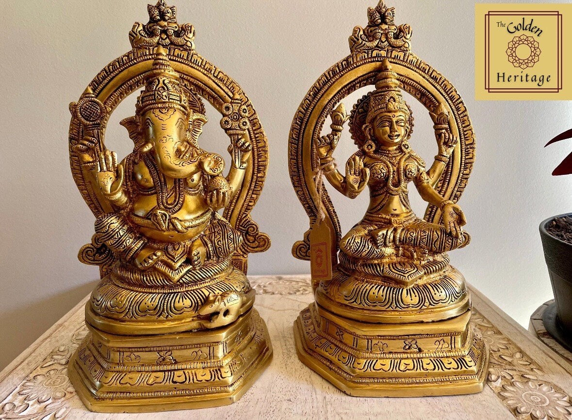 Auspicious Brass Ganapathi with Prabhavali - The Golden Heritage #