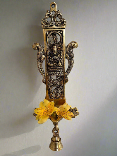 Brass Wall Diya with Laxmi idol & Bell - The Golden Heritage #