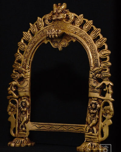 Brass Prabhvali frame with Yali - The Golden Heritage #