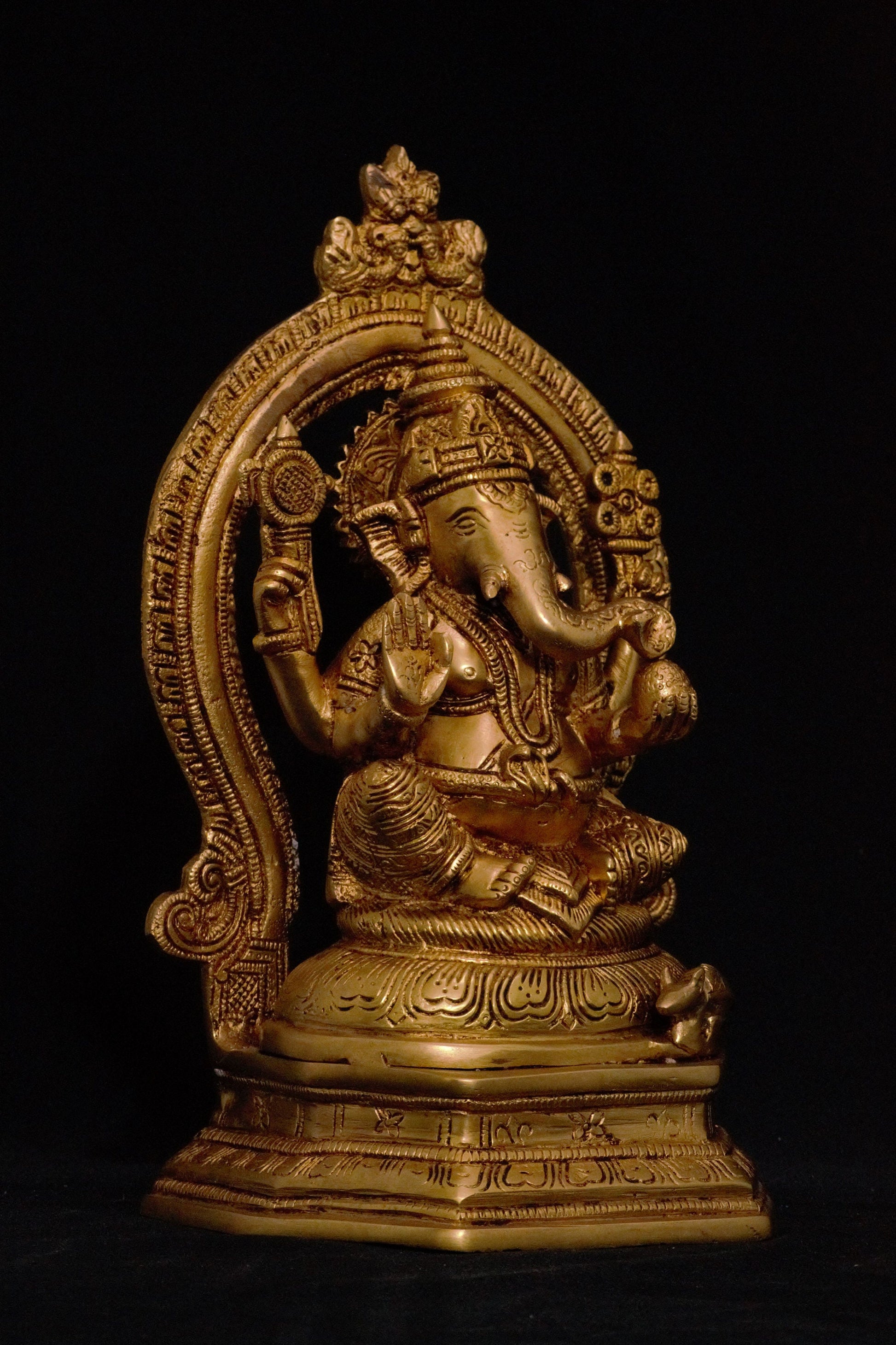 Auspicious Brass Ganapathi with Prabhavali - The Golden Heritage #